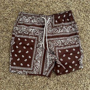 Brown Paisley Pattern Shorts Shein Brand Men Size M